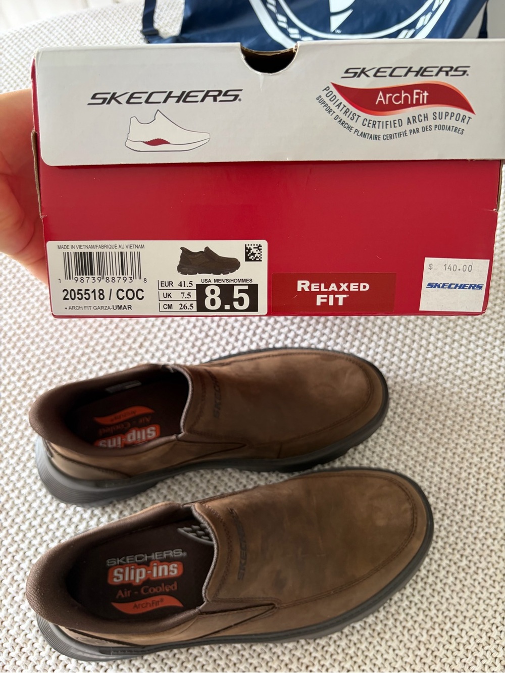 Skechers Men’s Brown Slip-On Casual Moc Toe Loafers - Picture 6 of 8